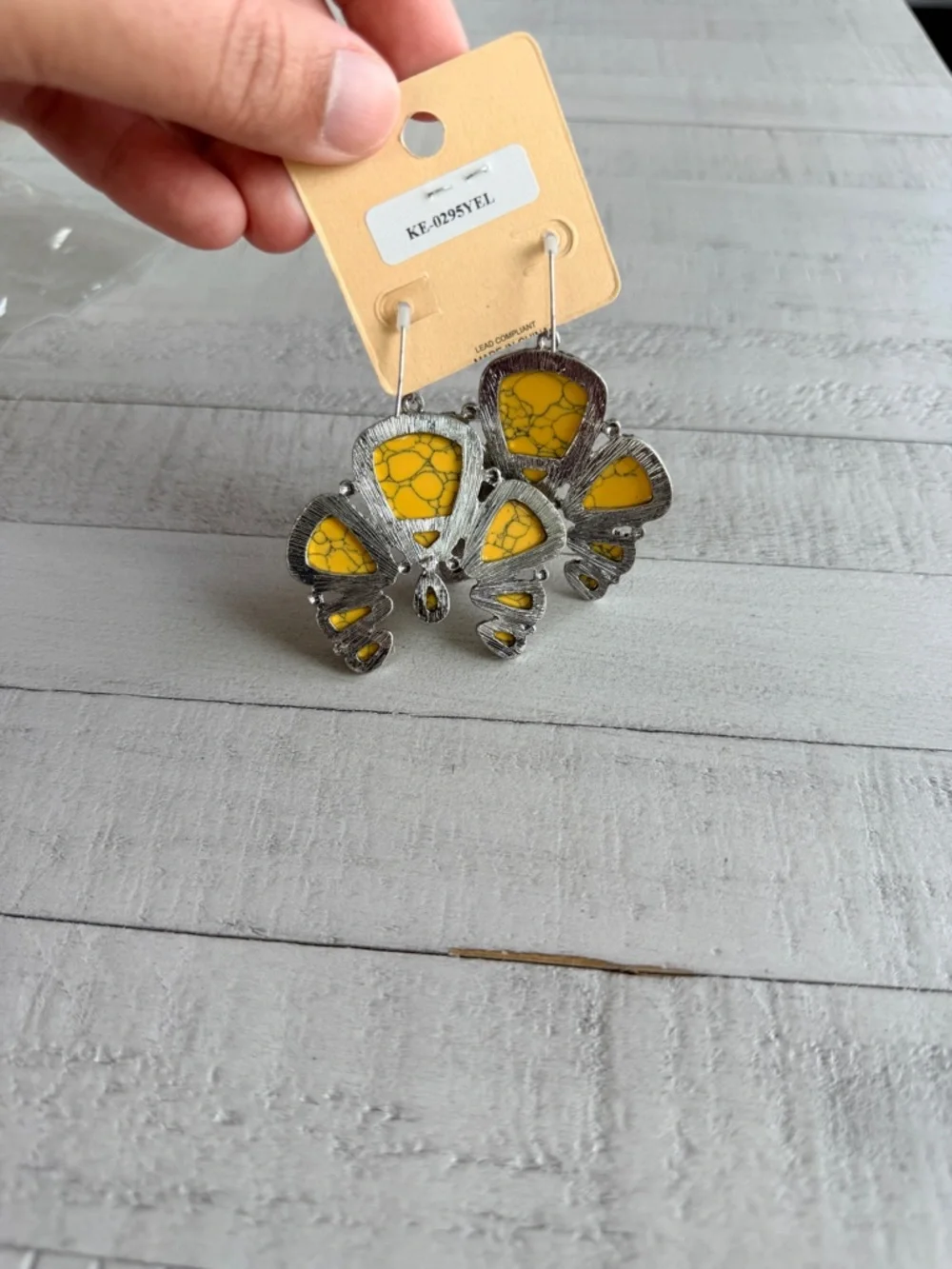 Western Fashion Yellow Stone Statement Dangle Earrings